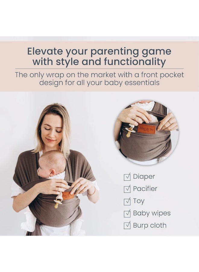 Max&So Baby Wrap Carrier - Premium Cotton Sling for Newborns to Toddlers - Hands-Free, Soothing Wrap with Front Pocket for Essentials - One Size Fits All - Image 3